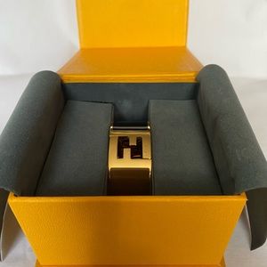 Fendi black brown with golden tone FF logo